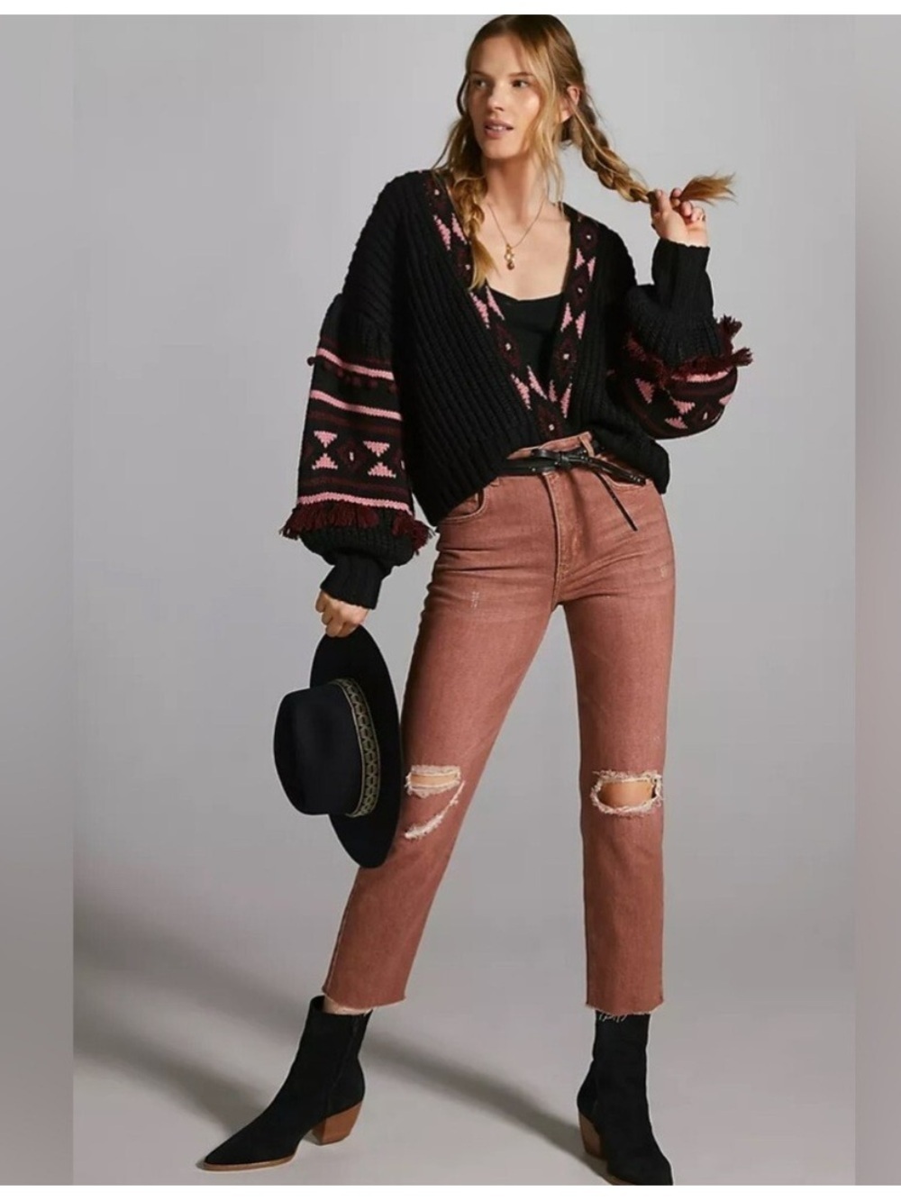 Anthropologie Pilcro high rise Rust-Toned Distressed Cropped Jeans Sz 32
